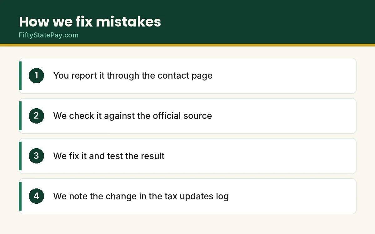 Corrections policy: four steps from report to dated fix